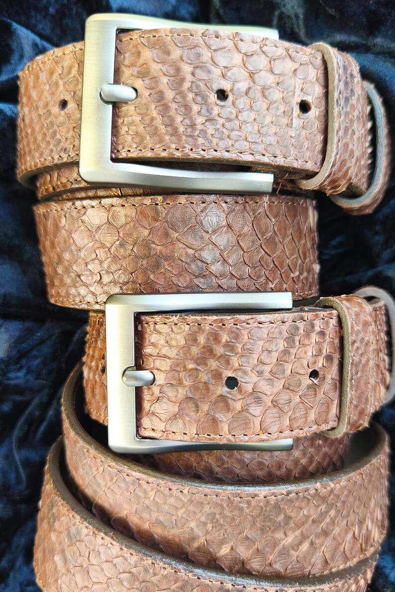 Python Leather Belt BIG SIZE Genuine Snake Leather Belt, Exotic Handmade Python Pattern ...