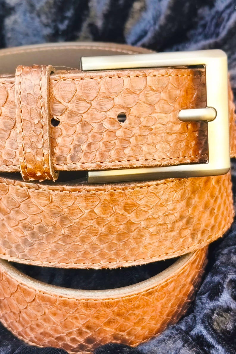 BIG SIZE Genuine Snake Leather Belt, Exotic Handmade Python Pattern ...