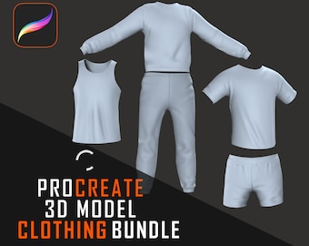 Pacchetto di abbigliamento 3D Procreate / Pacchetto da 5 modelli