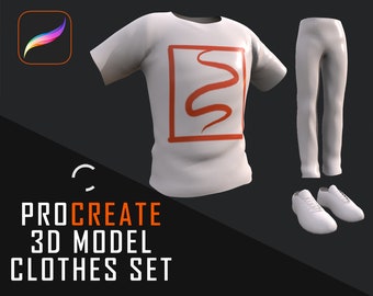 Procreate | 3D Model | Low poly Clothes Set