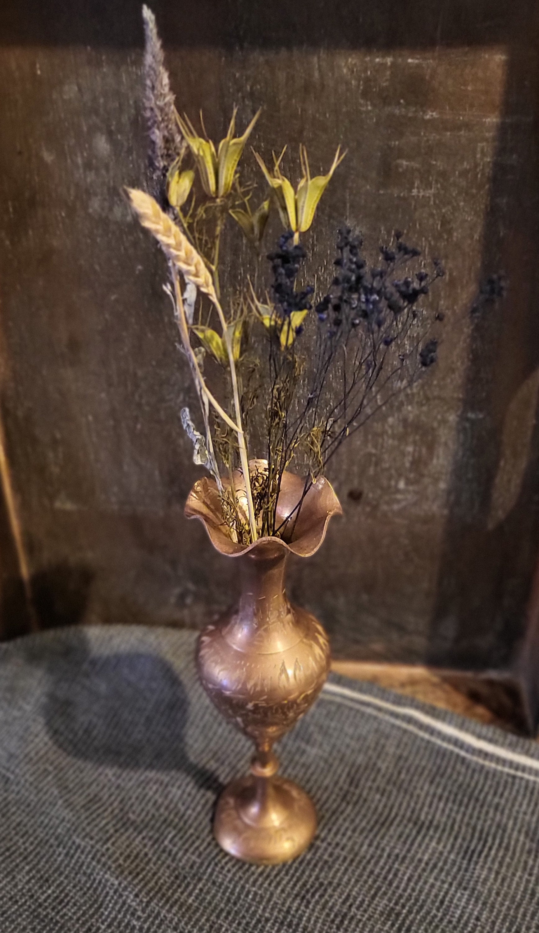 Vintage - Vase en Laiton Gravé