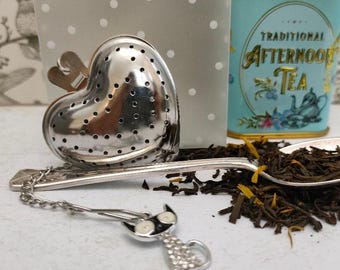 Heart Shaped Tea Infuser with Cute Cat Charm loose Leaf Tea Infuser Mesh Tea Strainer herb infuser Animal Themed Tea Gifts