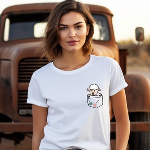 Sheep in my Pocket t-shirt, SLIM FIT Cute Sheep tee, Women’s basic organic t-shirt