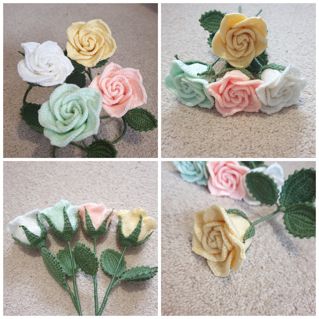 Crochet Rose Pattern Crochet Flowers Bouquet Handmade Rose Crochet