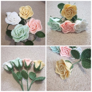 かぎ針編みのバラのパターン、かぎ針編みの花束、手作りのバラ、かぎ針編みのバラのパターンのチュートリアル、手作りの花