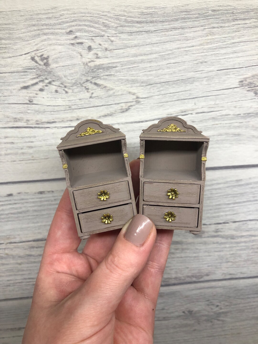 Two Miniature Light Brown Bedside Tables Nightstands 112 Etsy