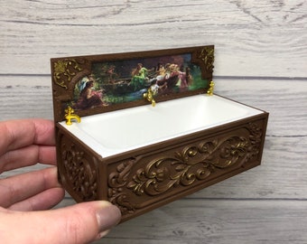 Bañera victoriana en miniatura con paneles 1:12