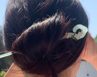 Blumen Jade Haarstab, grüne Haarnadeln, chinesische Haargabel, Hanfu Haarschmuck, Vintage Hochzeit Haarschmuck, Geschenk für sie, Haarnadel