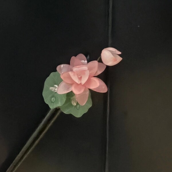 Pink Lotus Hair Stick, Wooden Hair Pins, Chinese Hanfu Hair Fork, Hair Accessories, Ancient Wedding Hair Jewelry, Classical Hairpin