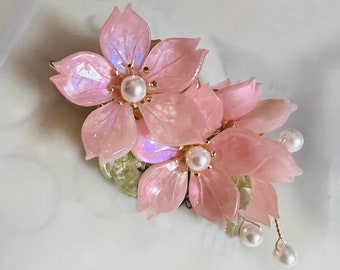 Bâton de cheveux de fleur de Sakura, épingles à cheveux de fleur de cerisier, bâton de cheveux de Hanfu classique rétro, accessoires de bijoux de cheveux de côté de femmes, bâton de cheveux de cadeau