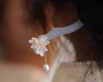 Einfacher Jade Haarstab, Hanfu Quaste Haarnadeln, chinesische Haar Gabel, Blumen Haarschmuck, Vintage Hochzeit Haarschmuck, Geschenk für Sie