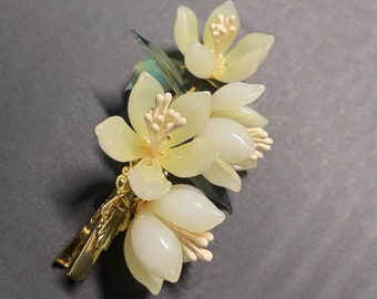 Orchid Hair Stick, Magnolia Hairpin, Chinese Duckbill Clip, White Hanfu Hair Fork, Vintage Hair Comb, Hair Stick, Long Hair Accessories