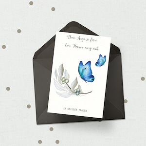 Trauerkarte Schmetterling - Dem Auge so fern, dem Herzen ewig nah, Beileidskarte A6 Kondolenzkarte Trauergeschenk Karte Beerdigung