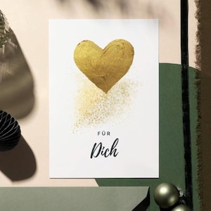 Mini Karte Herz „für Dich" kleine Karte Geschenkanhänger Gold Minikarte Freunde Mitbringsel Geschenk kleine Herzkarte Geburtstag