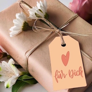 Geschenkanhänger Herz "für Dich" – Mini Karte für Geschenk, Blumengruß, handgemacht, liebevoll, Postkarte klein