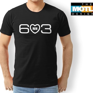 New Hampshire&#39;s original area code &quot;603&quot;, Unisex Jersey Short Sleeve Tee. Wear your state pride and show off your states unique area