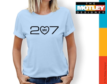 Maine&#39;s original area code &quot;207&quot;, Unisex Jersey Short Sleeve Tee. Wear your state pride and show off your states unique area code