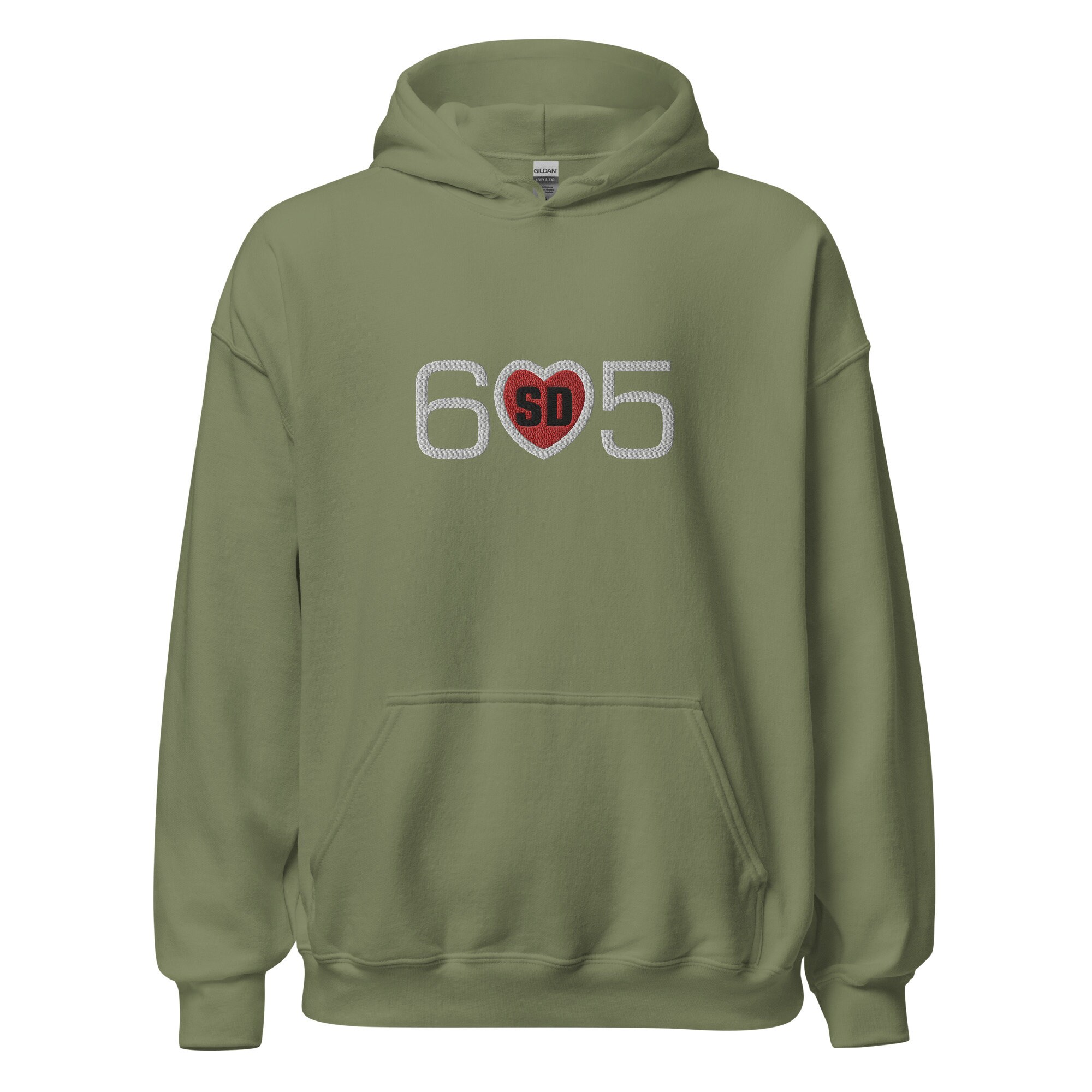 Embroidered, South Dakota, Area Code 605 With SD in Center