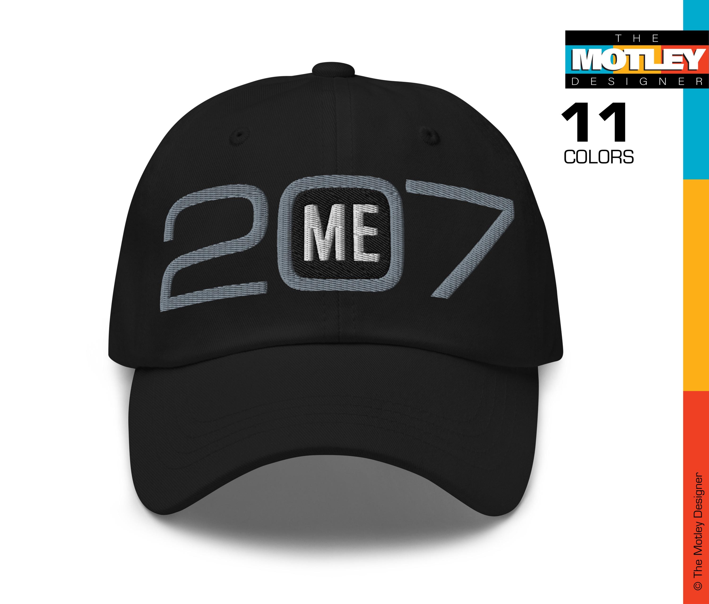 Embroidered Maine Area Code 207 with ME Center Design. Dad Hat
