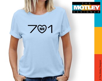 North Dakota&#39;s original area code &quot;701&quot;, Unisex Jersey Short Sleeve Tee. Wear your state pride and show off your states unique area.
