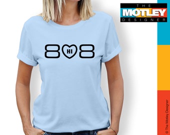 Hawaiis ursprüngliche Vorwahl &quot;808&quot;, Unisex Jersey Kurzarm T-Shirt. Tragen Sie Ihren Zustandsstolz und führen Sie einzigartige Vorwahl Ihrer Staaten vor