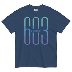 New Hampshire Area Code 603, State Pride, Unisex Garment-Dyed Heavyweight T-Shirt