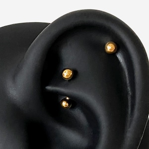 16G Titanium Eyebrow 3mm Ball Gold Internally Threaded Rook stud, White Conch earring, Cartilage, Helix Tragus stud, Rook Piercing, Piercing