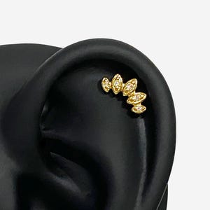 16G Leaf Crown Antique Flat Back stud, Nose stud, Internally Threaded conch earring, Cartilage piercing, Helix earring, Tragus, Piercing