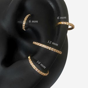16G 6-12mm Gold Clear Clicker hoop, Nose ring, Cz clicker hoop ring, Conch Helix hoop earring, Cartilage Hinged Hoop, Nose clicker, Piercing