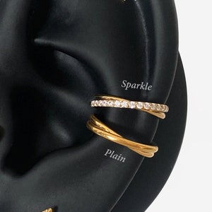16G 8mm-10mm Titanium Gold Cross Line Gold Clicker, Nose ring, Gold ring, Conch clicker, Helix earring, Cartilage Hinged Hoop, Nose clicker