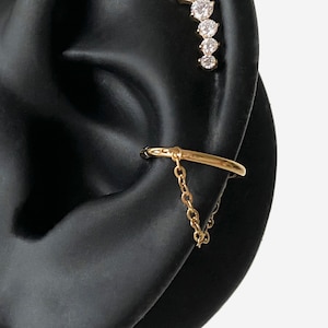 16G 6mm-12mm Chain Gold Clicker hoop, Nose ring, Silver clicker ring, Conch clicker, Helix hoop earring, Cartilage Hinged Hoop, Nose clicker