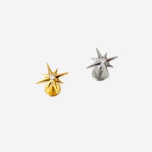 16G Titanium Sparkle Star Cartilage Flat Back stud, Nose stud, Internally Threaded conch earring, Cartilage flat stud, Helix earring, Tragus