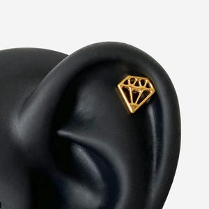 16G Titanium Framed Diamond Internally Threaded Flat stud, Sun Conch earring, Cartilage piercing, Helix stud, Tragus stud, Minimalist stud