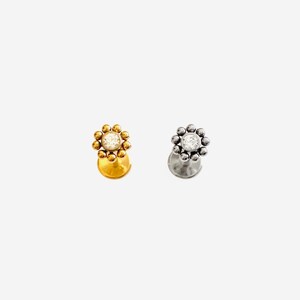 16G Titanium Small Sunflower Internally Threaded Flat stud, Sun Conch earring, Cartilage flat back, Helix stud, Tragus stud, Minimalist stud