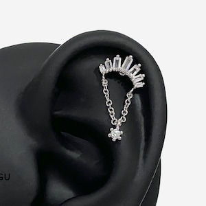16G Chain Dangle Antique Flat Back stud, Nose stud, Internally Threaded conch earring, Cartilage piercing, Helix earring, Tragus, Piercing