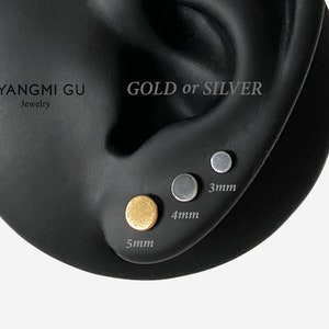 16G Titanium 3-5mm Dot Cartilage Flat Back Labret, Internally Threaded conch earring, Cartilage flat back, Helix stud, Tragus stud, Piercing