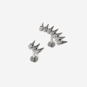 16G Titanium Spike Cartilage Flat Back Labret, Internally Threaded conch earring, Cartilage flat back, Helix stud, Tragus stud, Nose earring