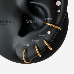 18G/16G Plain Gold Clicker hoop, Nose ring, Silver clicker ring, Conch clicker, Helix hoop earring, Cartilage Hinged Hoop, Nose clicker