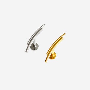 16G Titanium Curve Double Line Studs, Nose stud, Internally Threaded conch earring, Cartilage piercing, Helix earring, Tragus, Piercing