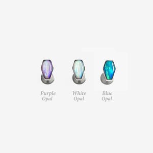 16G Titanium Small Opal Stud, Labret stud, Internally Threaded Flat Back stud, Conch earring, Cartilage, Helix Tragus stud, Nose stud