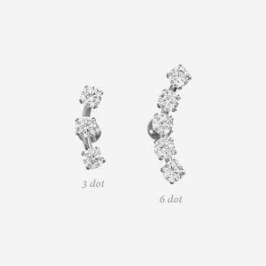 16G Curve 3 or 5 Dot Line Cartilage Flat Back stud, Nose stud, Internally Threaded conch earring, Cartilage flat stud, Helix earring, Tragus