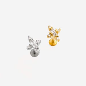 16G Antique Cross Design Flat Back stud, Nose stud, Internally Threaded conch earring, Cartilage piercing, Helix earring, Tragus, Piercing