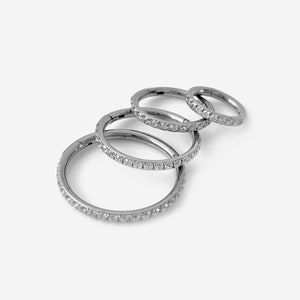 16G 6-12mm Clear Clicker hoop, Nose ring, Cz clicker hoop ring, Conch Helix hoop earring, Cartilage Hinged Hoop, nose clicker, Piercing hoop
