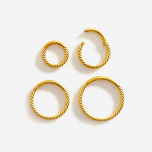 16G Twist Gold Clicker hoop, Nose ring, Silver clicker ring, Conch clicker, Helix hoop earring, Cartilage Hinged Hoop, Nose clicker