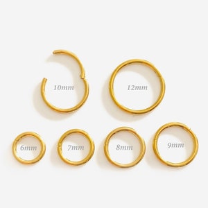 18G/16G Plain Gold Clicker hoop, Nose ring, Silver clicker ring, Conch clicker, Helix hoop earring, Cartilage Hinged Hoop, Nose clicker