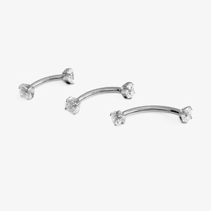 16G Titanium Eyebrow 3mm Basic Silver Internally Threaded  stud, White Conch earring, Cartilage, Helix Tragus stud, Rook Piercing, curved