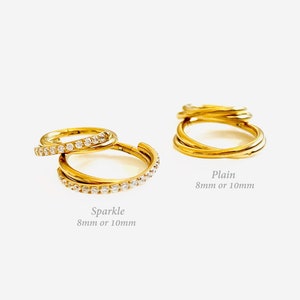16G 8mm-10mm Titanium Gold Cross Line Gold Clicker, Nose ring, Gold ring, Conch clicker, Helix earring, Cartilage Hinged Hoop, Nose clicker