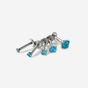18G/16G 1.5-4mm Threadless Push Pin Blue Round Flat back stud, Conch earring, Nose stud, Cartilage, Helix, Tragus stud, Labret earring