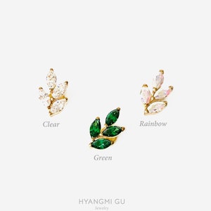 16G Titanium Leaf Gold Internally Threaded Flat Back stud, Conch earring, Cartilage flat back, Helix stud, Tragus stud, Minimalist stud
