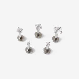 18G/16G 1.5-4mm Threadless Push Pin Silver Round Flat back stud, Conch earring, Nose stud, Cartilage, Helix, Tragus stud, Labret earring